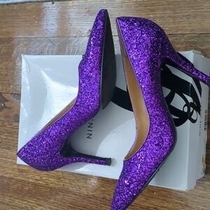 Nine West purple glitter heels sz 7.5 NWT